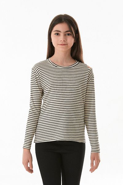 Fulla Moda Striped Girl's Body with Shoulder Window Detail