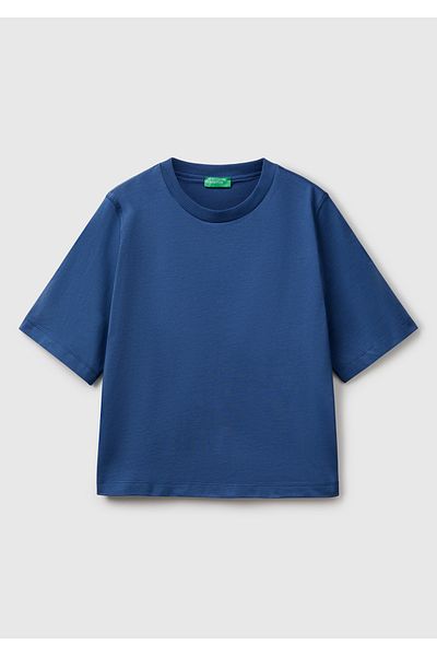 United Colors of Benetton Tricou de damă din denim 100% bumbac cu croială boxy