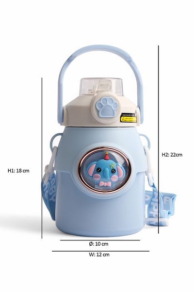ROSECENTERBAZAAR Children's Crossbody Large Capacity Stainless Steel Thermos Cup with Straw (Imported)