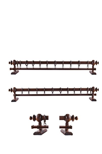 OPEN SHOPS Ceviz Raysız Ahşap Rustik Perde Askısı ve Alüminyum Rustik Borusu ...