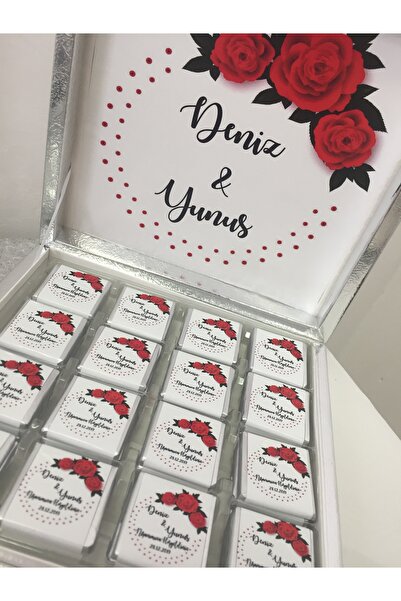 NeşeliAtölyem 48'li Karton Kutu Gelin Damat Bohça Çikolatası Söz Çikolatası N...
