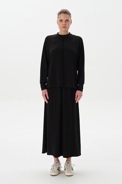 KADRİYE BAŞTÜRK Black Modal Knitted Fish Skirt Blouse Set