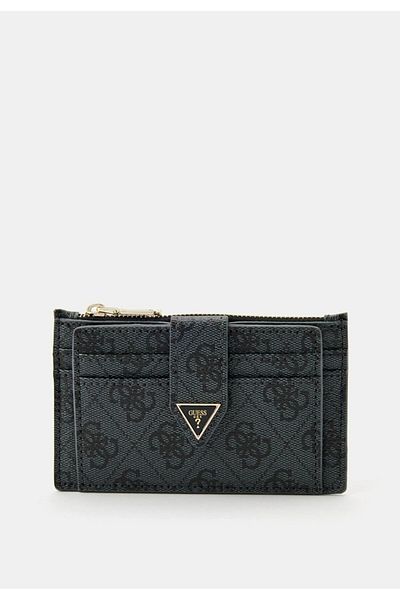 Guess Mini portofel de damă cu logo triunghi cu fermoar de culoare antracit - RW1708 P4401-CLO