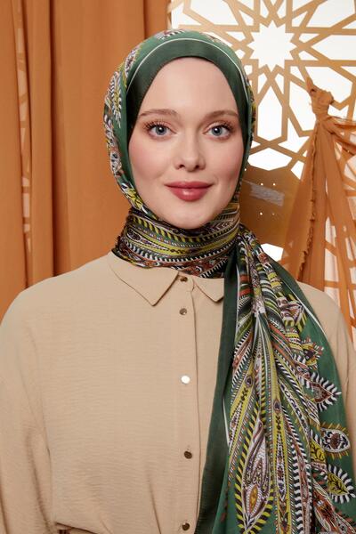 Levidor Grass Green Circular Indian Silk Shawl