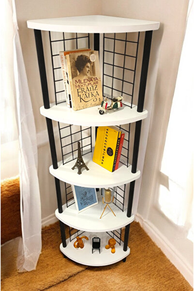 PEKA Çevir Kur 5 Raflı Dekoratif Köşe Rafı Aksesuar Rafı Kitaplık