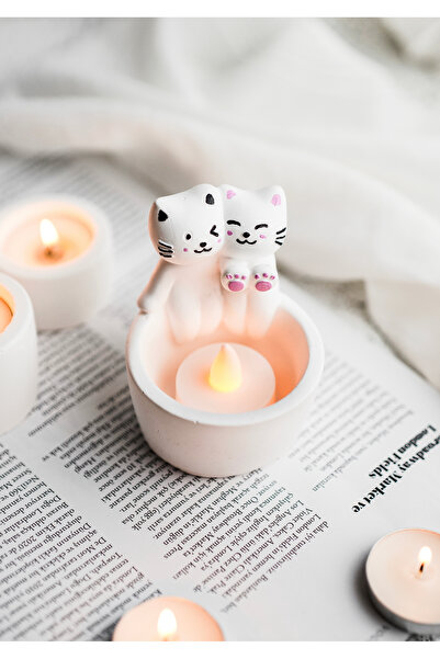 LALEZEN HOME Romantik Sevgili Kediler Mumluk