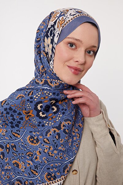 Levidor İndigo Kenar Motif Desen Royal Şal