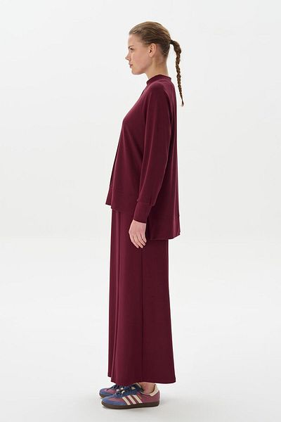 KADRİYE BAŞTÜRK Modal Knitted Fish Skirt Blouse Suit Claret Red Model: Gx9688