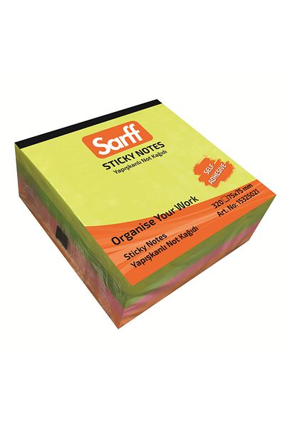 SARFF 75X75Mm Neon Colors Cube Adhesive Memo Paper(4X80) - 320Yp