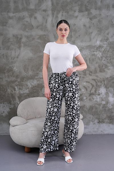 WestBound Women's Summer Loose Wide Leg Digital Print Patterned Viscose Trousers