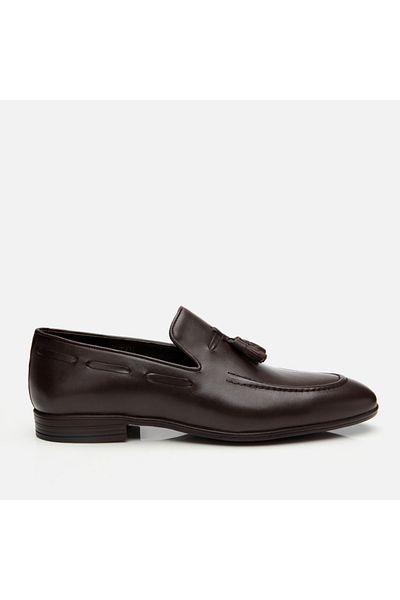 Hotiç Men's Leather Brown Tassel Detailed Loafer