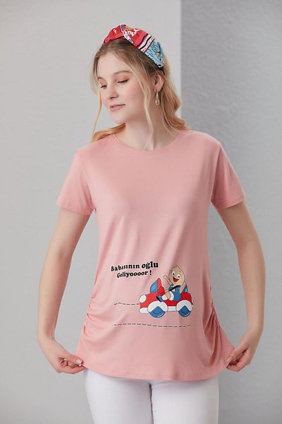 LİYACA Tricou de maternitate imprimat cu maneca scurta