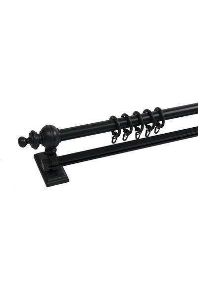 OPEN SHOPS Anthracite Single Track Wooden Rustic Curtain Hanger 175 Cm - Rustic Pipe