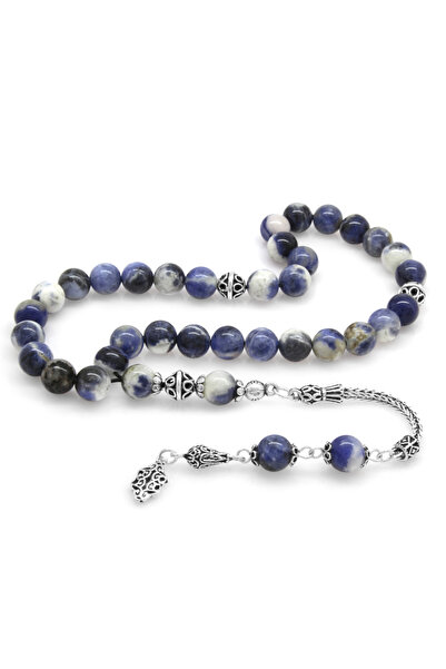 Tesbihane 925 проба срібла з бахромою, кулястий содаліт, натуральний камінь, чотки