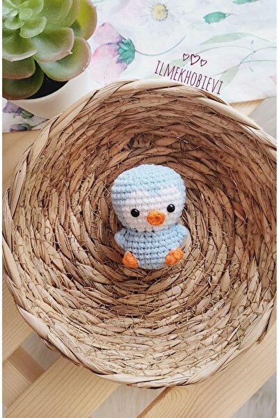 ilmekhobievi Amigurumi Sevimli Penguen Anahtarlık-Organic Oyuncak Mavi 6cm (1...