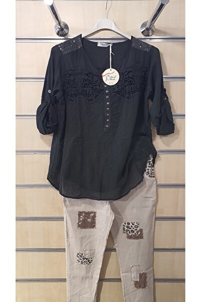 Park Moda ΜΠΛΟΥΖΑ ΒΑΜΒΑΚΙ ΔΑΝΤΕΛΑ ΜΕ ΛΕΠΤΟΜΕΡΗ PUL