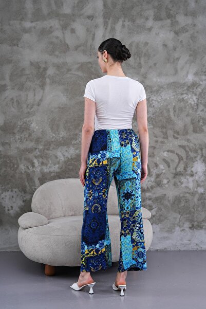 WestBound Women's Wide Leg Digital Print Patterned Viscose Fabric Trousers