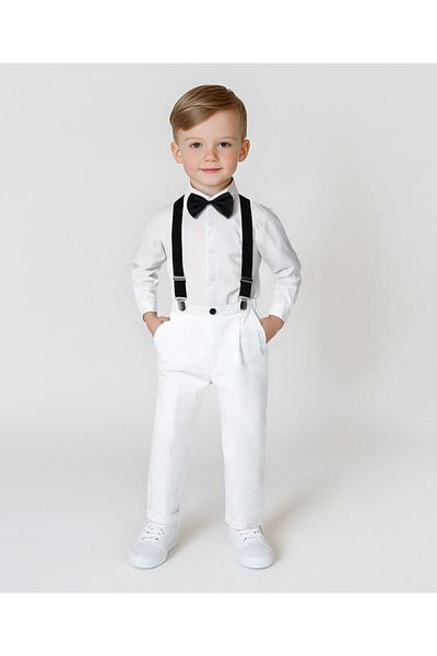 Mark & Mia Mark & Mia Shirt and Pair of Pants with Waistcoat Party Suit Set - White