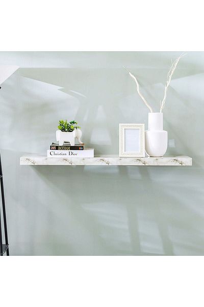 Danube Home Allano Floating Shelf Wooden Wall Mounted Display Shelves L 100 x W 23.5 x H 4.3 cm Grey Marble
