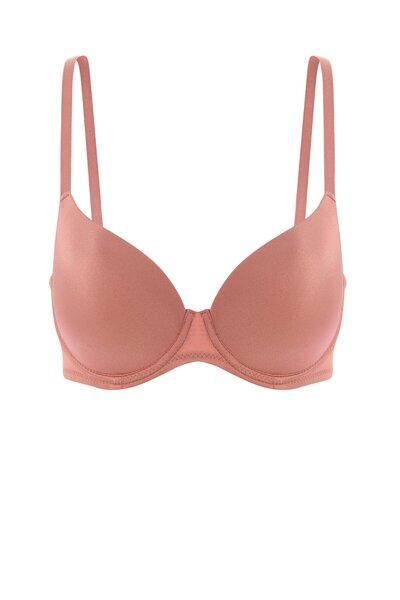 Wonna Eva - T Shirt Bra Dolgusuz Maksimum Kavrama Ve Kusursuz Form - Sabit Kalın Askı - Gül Kurusu -