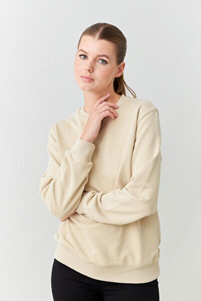 Setre Бежов суитшърт с дълъг ръкав и кръгло деколте