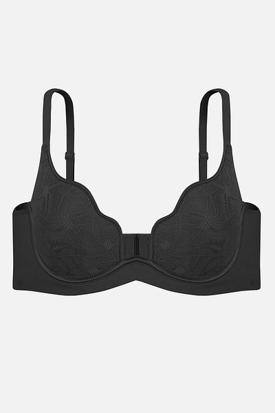 Wonna Σουτιέν με στάμπα Oyster Lace-χωρίς υποστήριξη χωρίς επένδυση Underwire-2702-μαύρο
