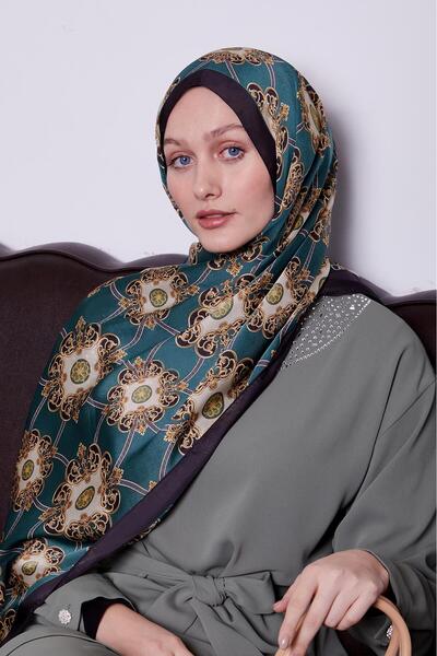 Levidor Шарф з індійського шовку з синім бароковим візерунком