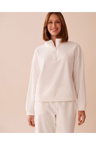 La Vie en Rose Heavy Ribbed Half-zip Sweatshirt