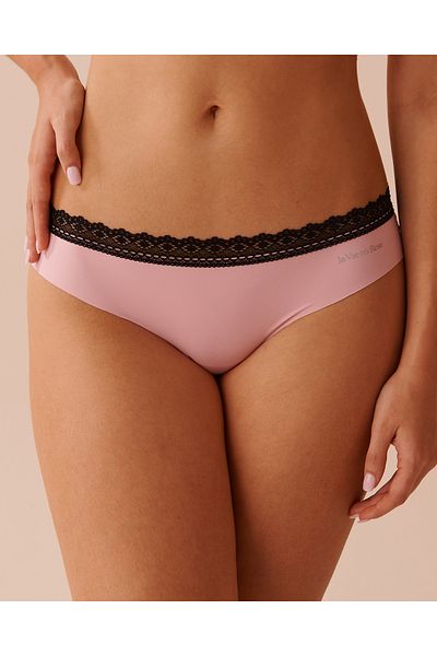 La Vie en Rose Microfiber and Lace Trim Cheeky Panty