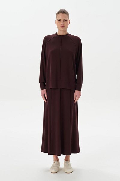 KADRİYE BAŞTÜRK Modal Knitted Fish Skirt Blouse Set Brown