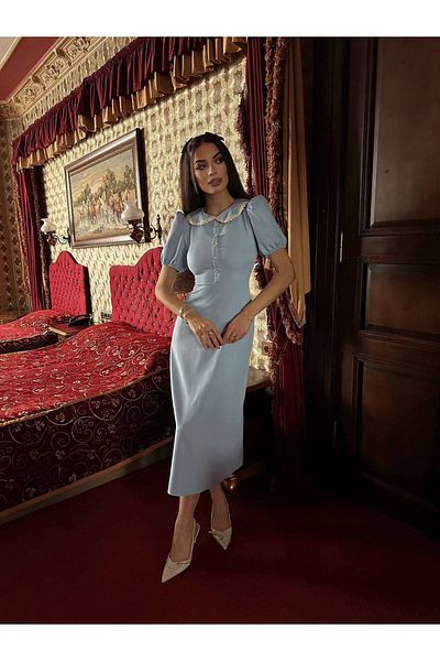 LOCH BUTİK Rochie midi cu mânecă scurtă cu mânecă cu balon pentru femei