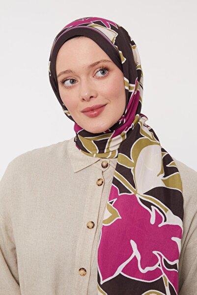 Levidor Yağ Yeşili Yaprak Desen Royal Şal