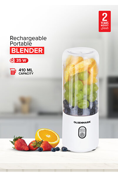 Olsenmark Rechargeable Portable Blender Juicer Chopper 410 ml 35 W Omsb2495 Light Pink