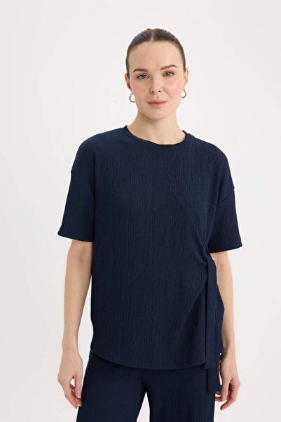 DeFacto Relax Fit Crew Neck Basic Sima Twist rövid ujjú póló D5446AX25SP