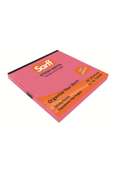 SARFF 75X75Mm Neon Pink Adhesive Note Paper - 80Yp