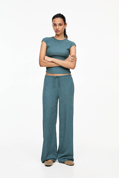 Pull & Bear Krep wide leg pantolon