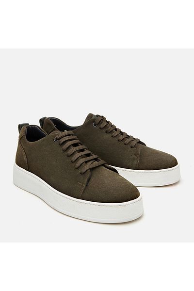 Hotiç Men's Suede Leather Khaki Light Sole Sports Shoes