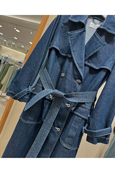 My Magazin Belden Bağlamalı Uzun Jean tesettür Ceket