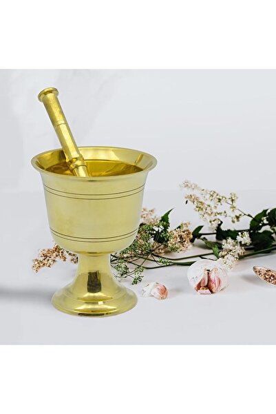RAJ BMS003 12.5cm Brass Mortar & Pestle – Manual Grinder, Garlic Crusher, Spice Mixer