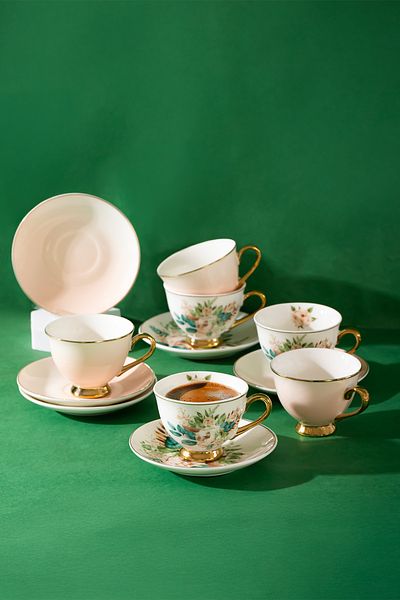 Porsima 102085   Verde 6-Person 12-Piece Turkish Coffee Cup Set 100ml Cup Set