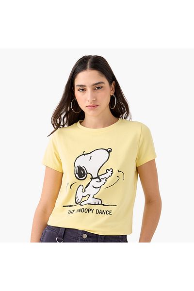 SP Characters Peanuts Print T-shirt With Crew Neck And Short Sleeves