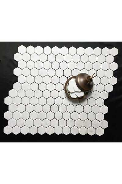 Pietramosaic 2 INCH HEXAGON MUGLA BEYAZI ESKİTME MOZAİK
