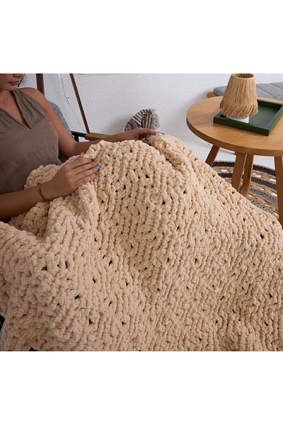 Maison Avf Hand Knitted Tv Blanket Cream 100 X 170 cm