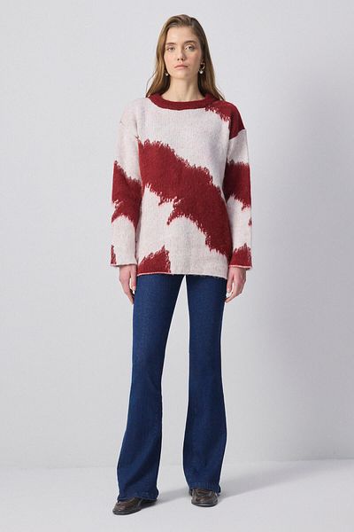 Touché Privé Abstract Patterned Tri̇Ko Sweater