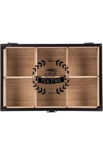 AKDC Wooden Snack Box Comp. 16Cm X 24Cm X 7Cm Cream And Black