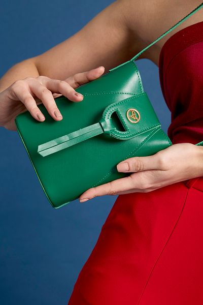 Garbalia Baku Women's Green Shoulder Bag with Adjustable Shoulder Strap and Magnet Closure Phone Holder