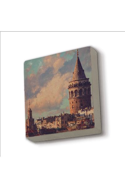 Sadrazam Galata Tower Printed Natural Stone Magnet 5X5 Krt-22