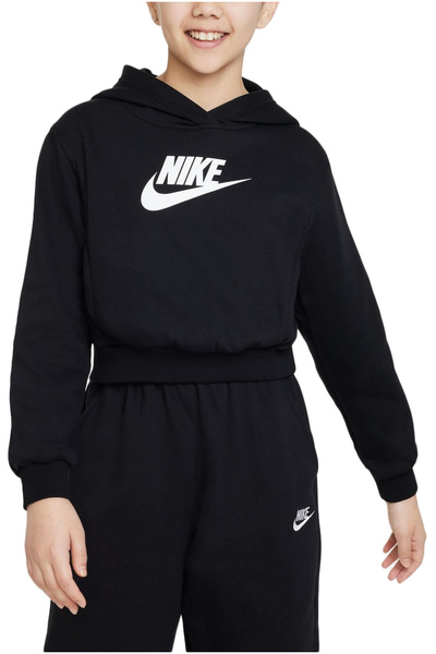 Nike Hanorac negru pentru fete simplu FD2925-010 G NSW CLUB FLC CRP HDY