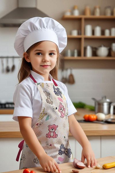Moud's Children's Kitchen Apron Patterned 55 cm Length 40 cm Width