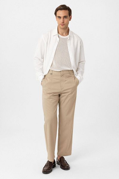 Antioch Beige Straight Fit Men's Trousers
